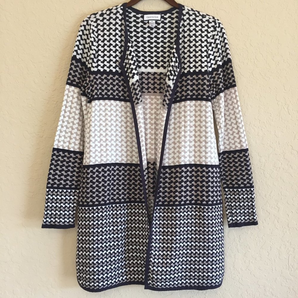 Charter Club Long Open Front Cardigan Sz XS